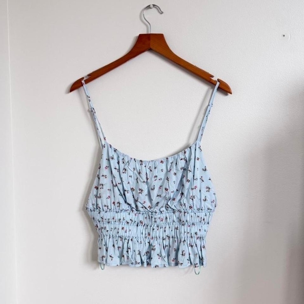 COTTON CANDY LA Blue Floral Ruched Crop Top New With Tags Y2K Coquette Cami